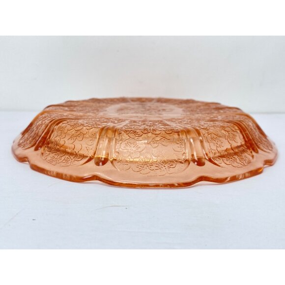 Jeanette Depression glass 13.25" Divided Oval Platter Cherry Blossom Pink - Picture 7 of 8